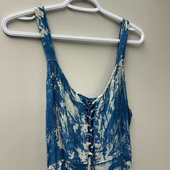 Shiva Fashions Midi Tie Dye Blue Summer Dress - Picture 2 of 5